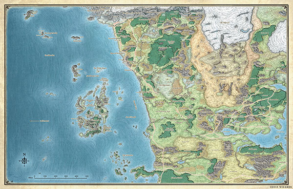 Carte de la régions des Royaumes Oubliées de la Côte des Épées