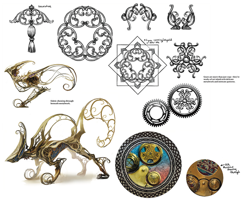 Concept art of Kaladeshi designs and motifs