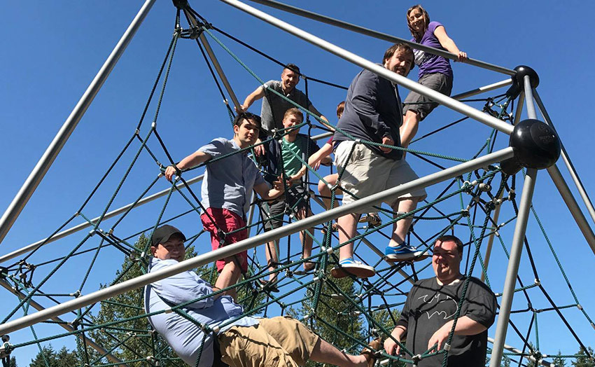 The Play Design team bonding and team-building on ropes.