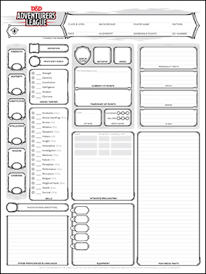 Dnd Character Sheet Blank - hand-drawn style. Requires a small donation ...