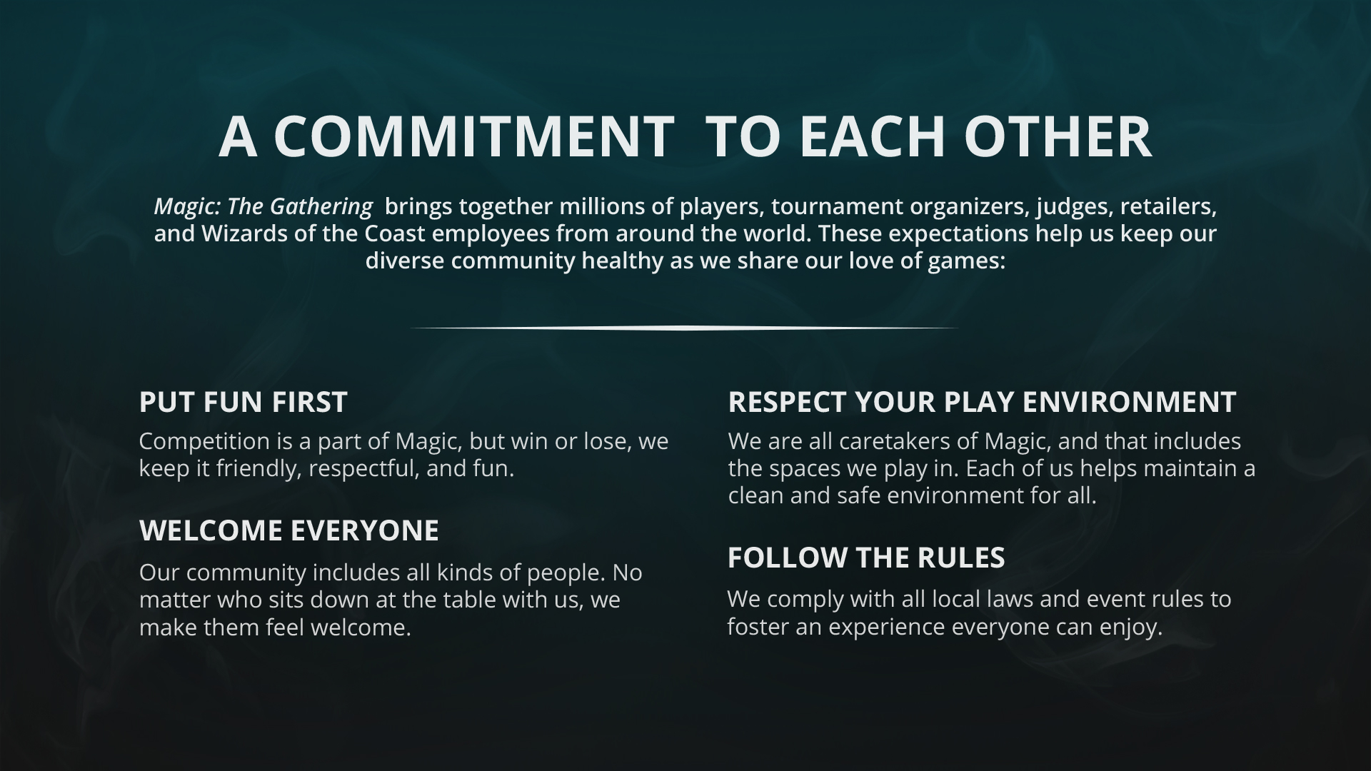 A Commitment to Each Other Building a Community Together Wizards