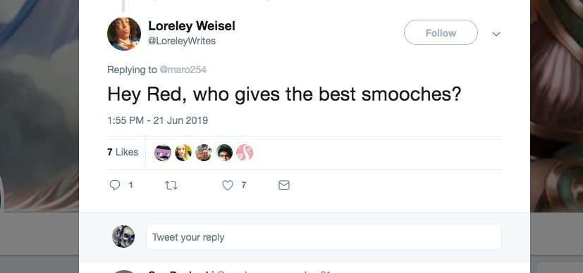 Q: Hey Red, who gives the best smooches?