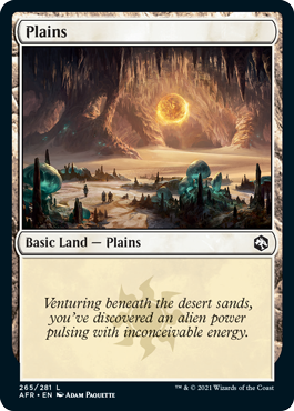 Plains basic land with flavor text