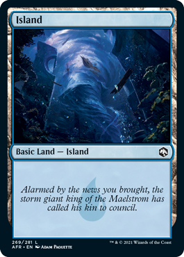 Island basic land with flavor text