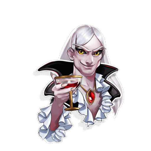 Animated Sorin toasting with a glass of blood