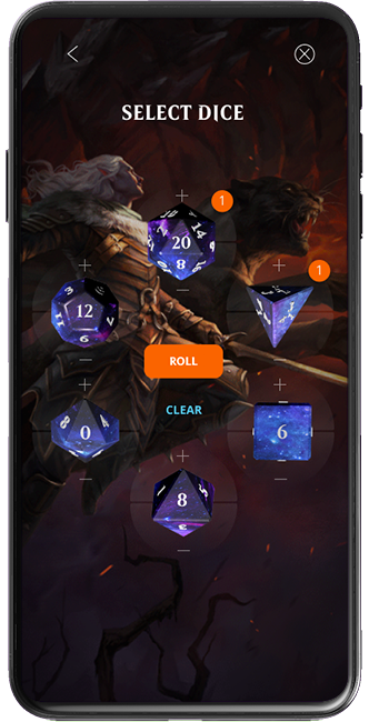 Magic Companion app animation showing dice roll results