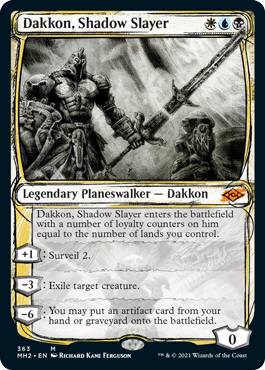 Sketch treatment of card Dakkon, Shadow Slayer