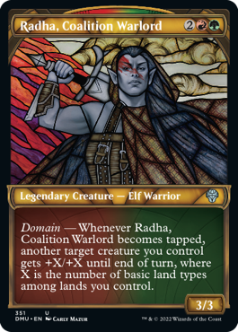 Radha, Coalition Warlord textured-foil showcase stained glass
