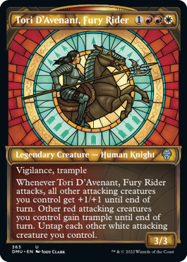 Tori D'Avenant, Fury Rider textured-foil showcase stained glass