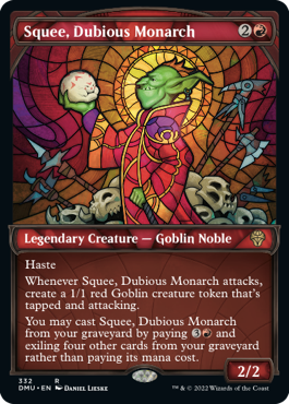 Squee, Dubious Monarch textured-foil showcase stained glass