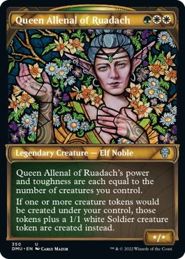 Queen Allenal of Ruadach textured-foil showcase stained glass
