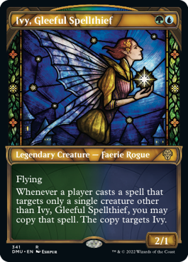 Ivy, Gleeful Spellthief textured-foil showcase stained glass