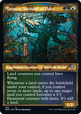 Tatyova, Steward of Tides textured-foil showcase stained glass