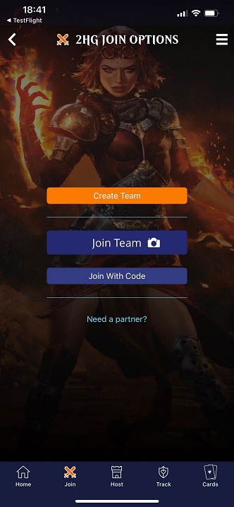 The join code entry screen on the Magic Companion app