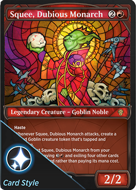 Squee, Dubious Monarch stained-glass card style