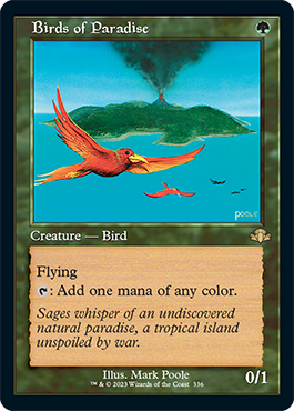Paradiesvögel mit Retro-Kartenrand