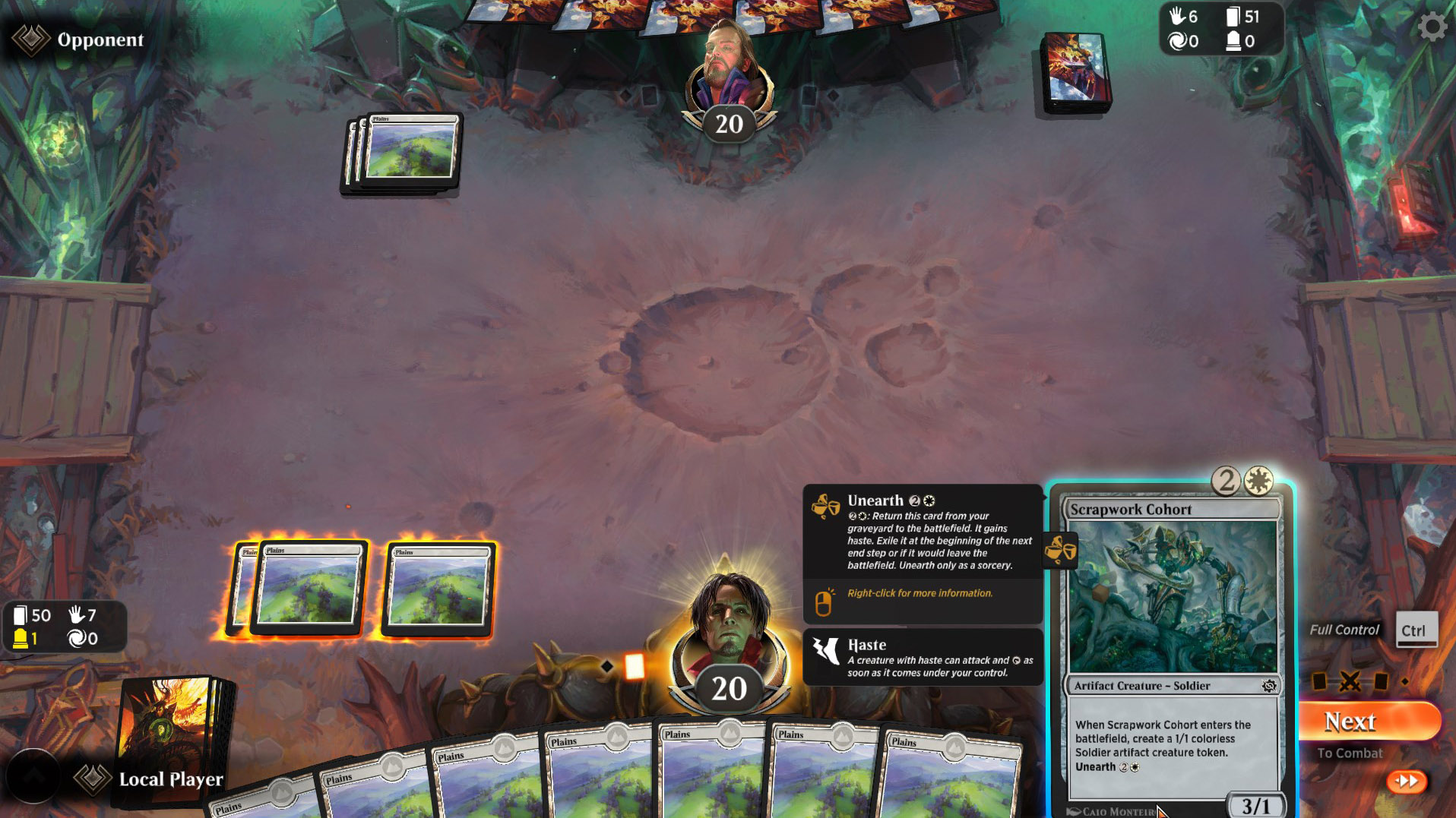Example of unearth in MTG Arena