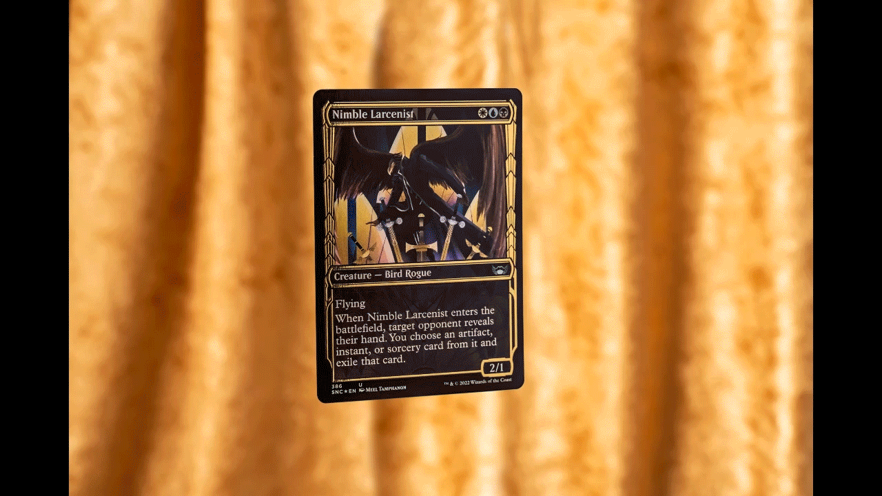 Gilded card gif showing visual shininess and slightly raised surface