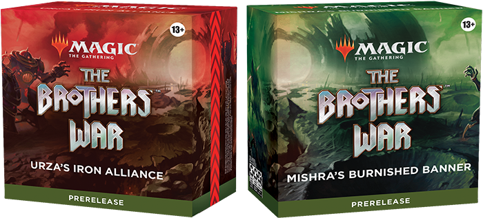 mishra and urza prerelease packs side by side