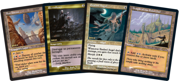 30th anniversary promos kor haven, exalted angel, temple of the false god, and an italian-language printing of Vindicate