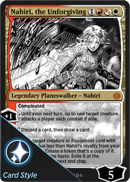 Nahiri, the Unforgiven borderless manga planeswalker card style