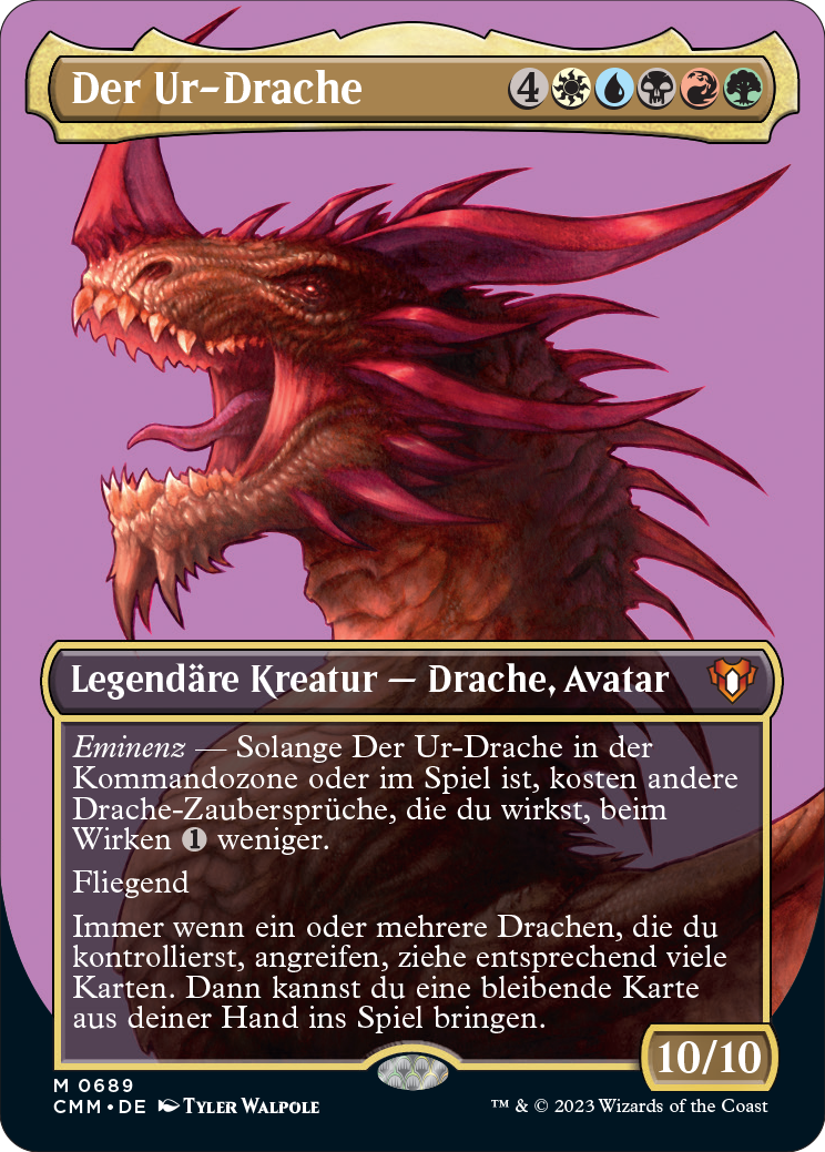 Der Ur-Drache als Profil-Kartendruck ohne Rand