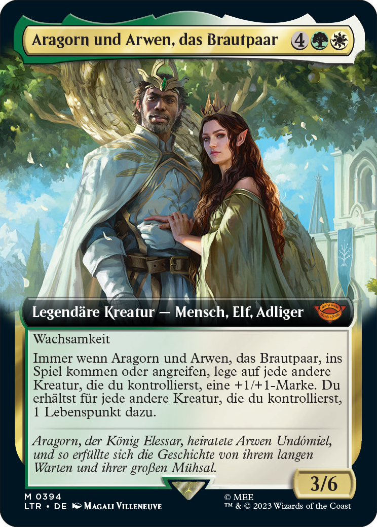 Aragorn und Arwen, das Brautpaar, mit erweitertem Kartenrand