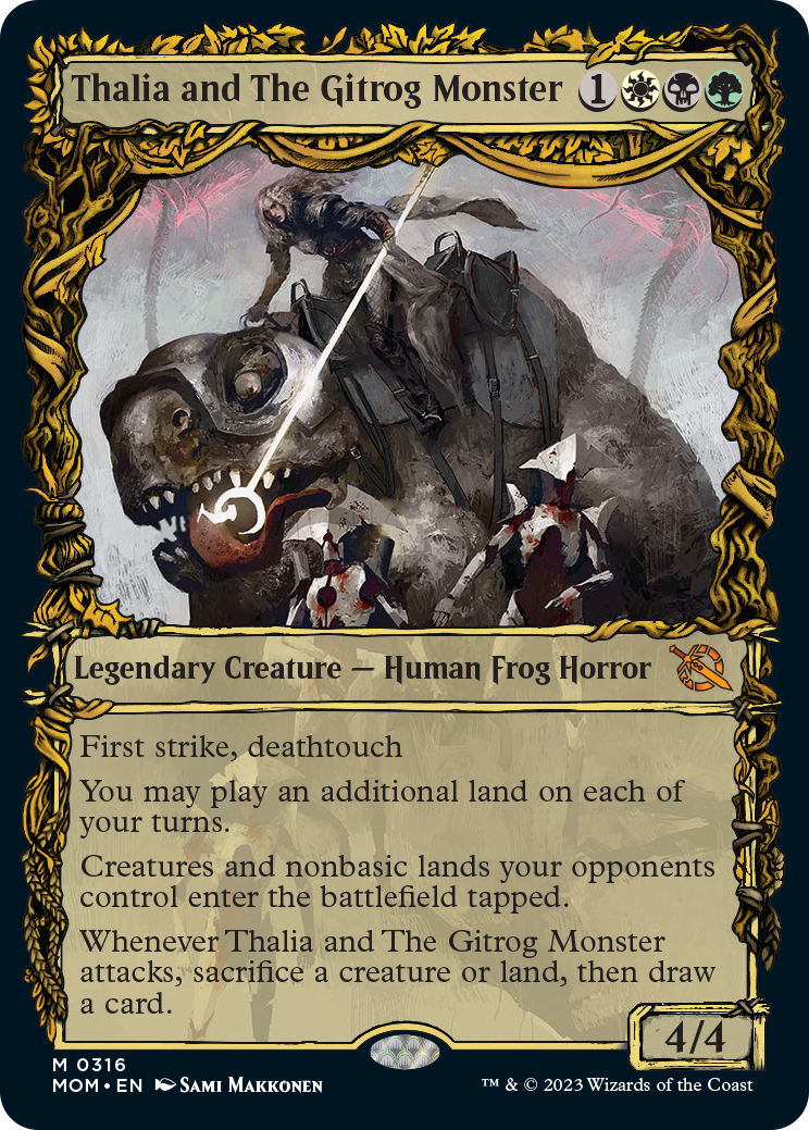 Thalia y el monstruo Gitrog de cartas legendarias del Multiverso