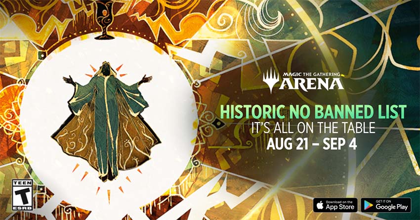 Historic No Banned List event in MTG Arean now until September 5