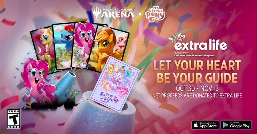 My Little Ponies sleeves and avatar that are available in the MTG Arena Store, with the phrase Let Your Heart Be Your Guide October 30 to November 13