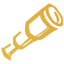 Discover keyword icon that depicts a spyglass in gold