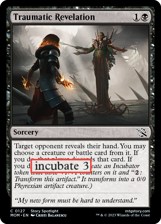 Traumatic Revelation card with incubate 3 highlighted
