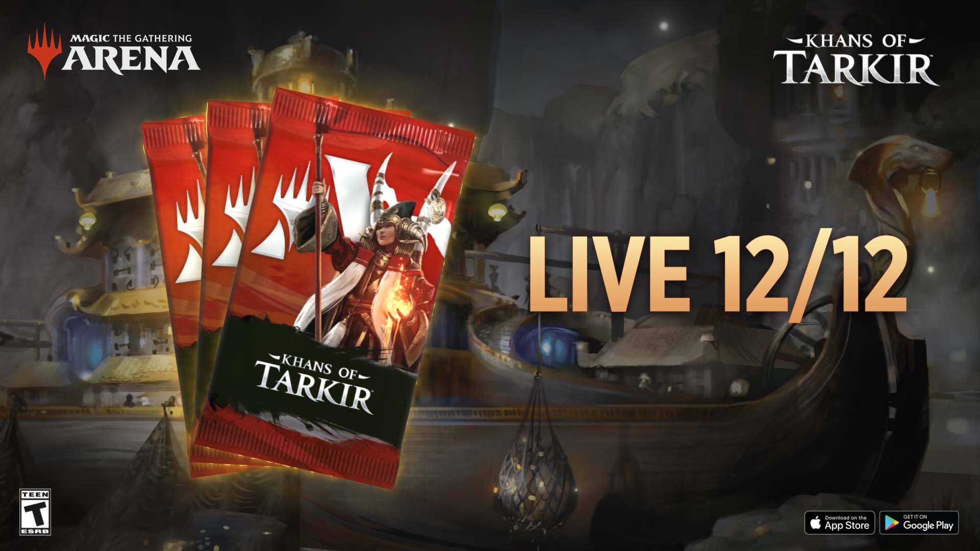 Three Khans of Tarkir packs, set release on 12/12