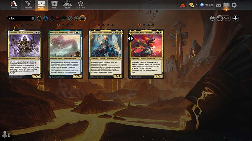 Screenshot of The Lost Caverns of Ixalan commanders