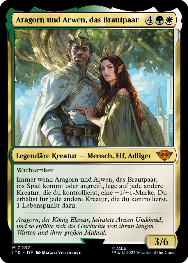 Aragorn und Arwen, das Brautpaar, als traditionelle Foilkarte