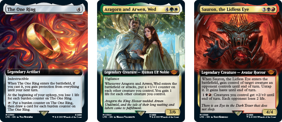 Extended Art versions of The One Ring; Aragorn and Arwen, Wed; and Sauron, the Lidless Eye