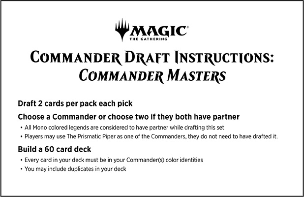 Commander Masters Commander Draft instructions