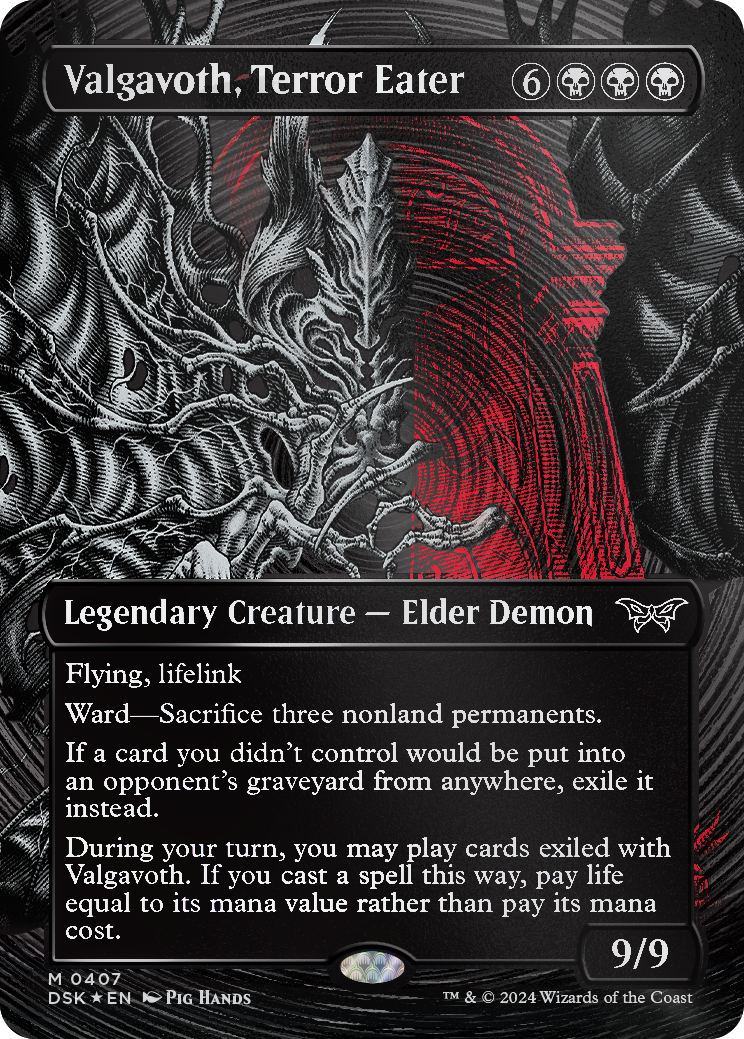 Valgavoth, Terror Eater showcase textured foil treatment