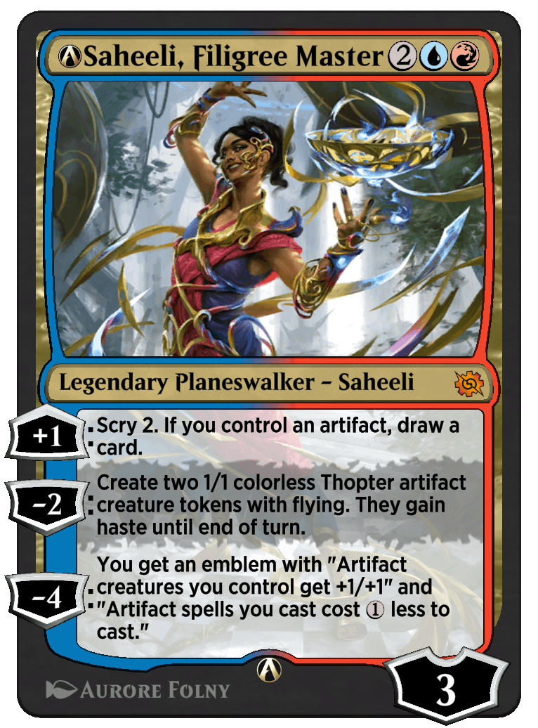 Saheeli, Filigree Master rebalanced Alchemy card