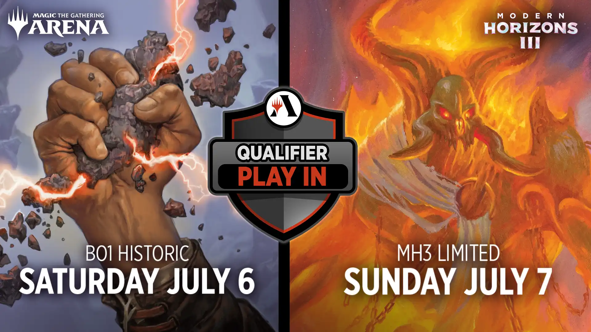 July 6 Historic Best-of-One Qualifier Play-In and July 7 bonus Sealed Modern Horizons 3 Play-In