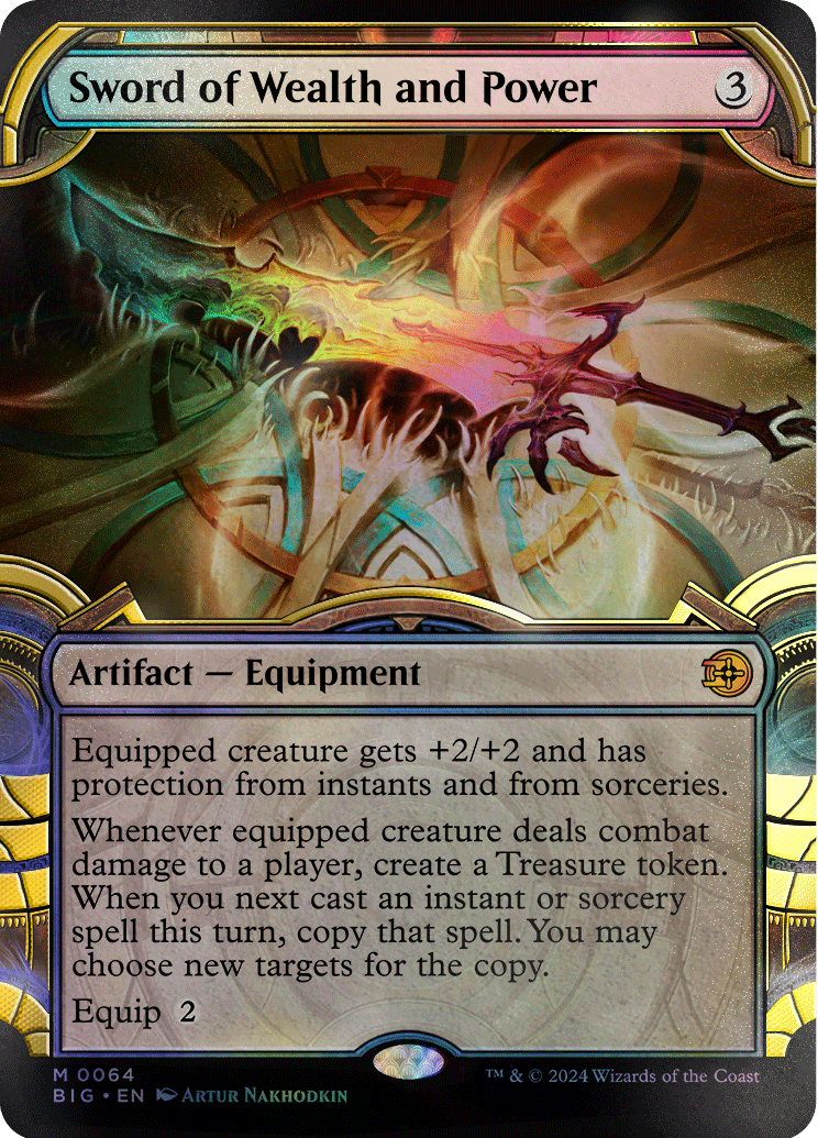 Sword of Wealth and Power in raised-foil vault treatment
