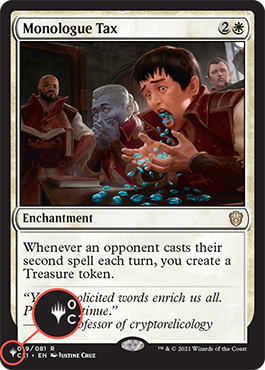 Example of the Planeswalker symbol in the lower left corner of cards from The List