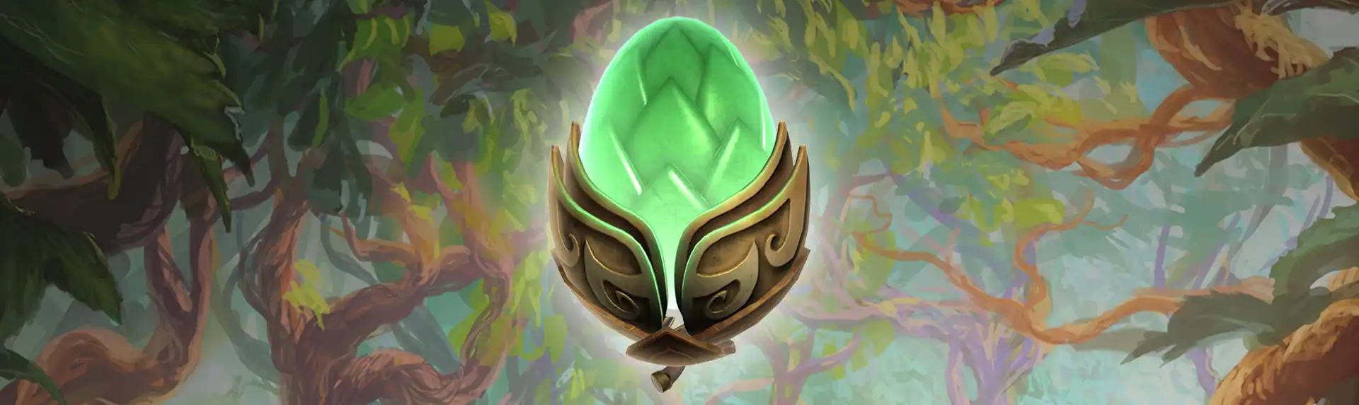 MTG Arena Renewal Egg, a green glowing egg resting in a bronze leaf-styled sconce