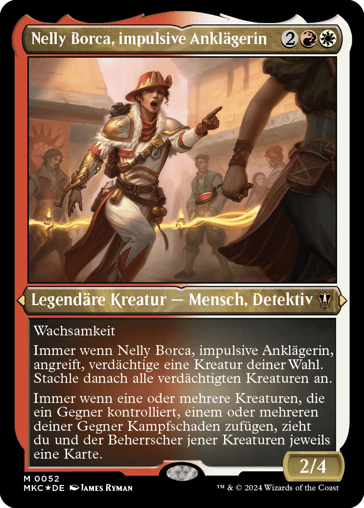 Nelly Borca, impulsive Anklägerin (Display-Commander-Karte als Etched-Foilkarte)