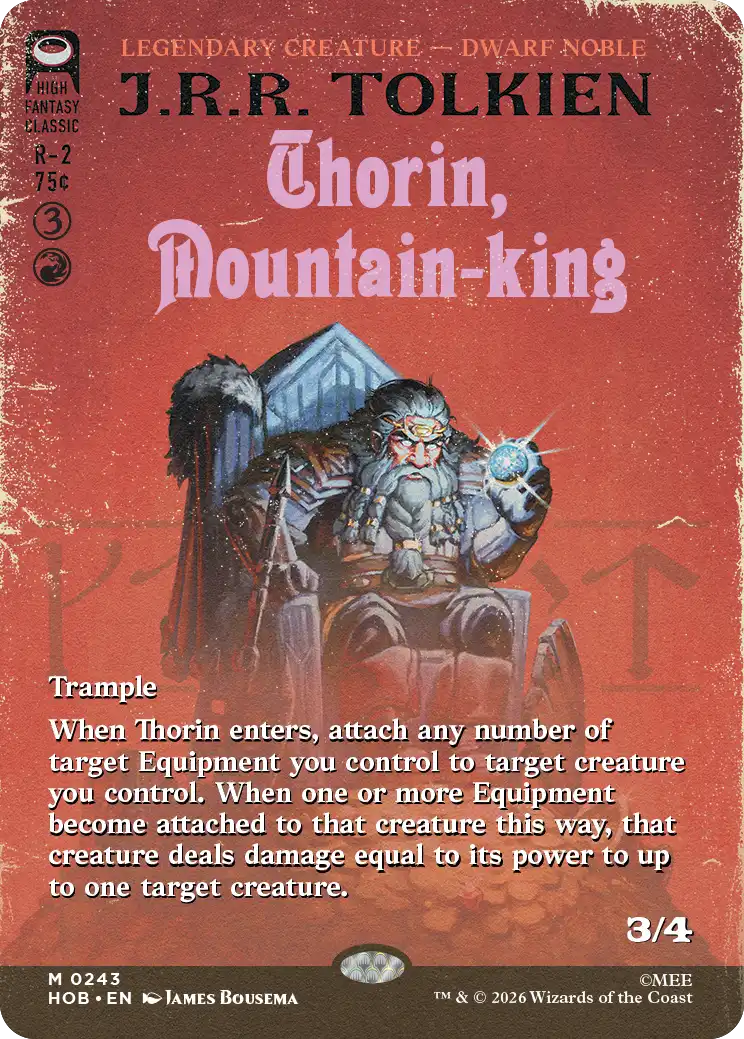 Thorin Mountain-king Book Cover Card Magic The Hobbit portada libro borderless
