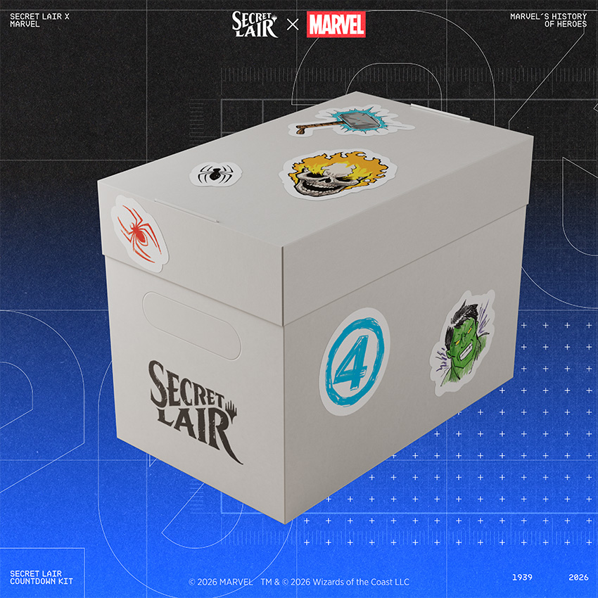 Secret Lair Countdown Kit: Marvel's History of Heroes Packaging