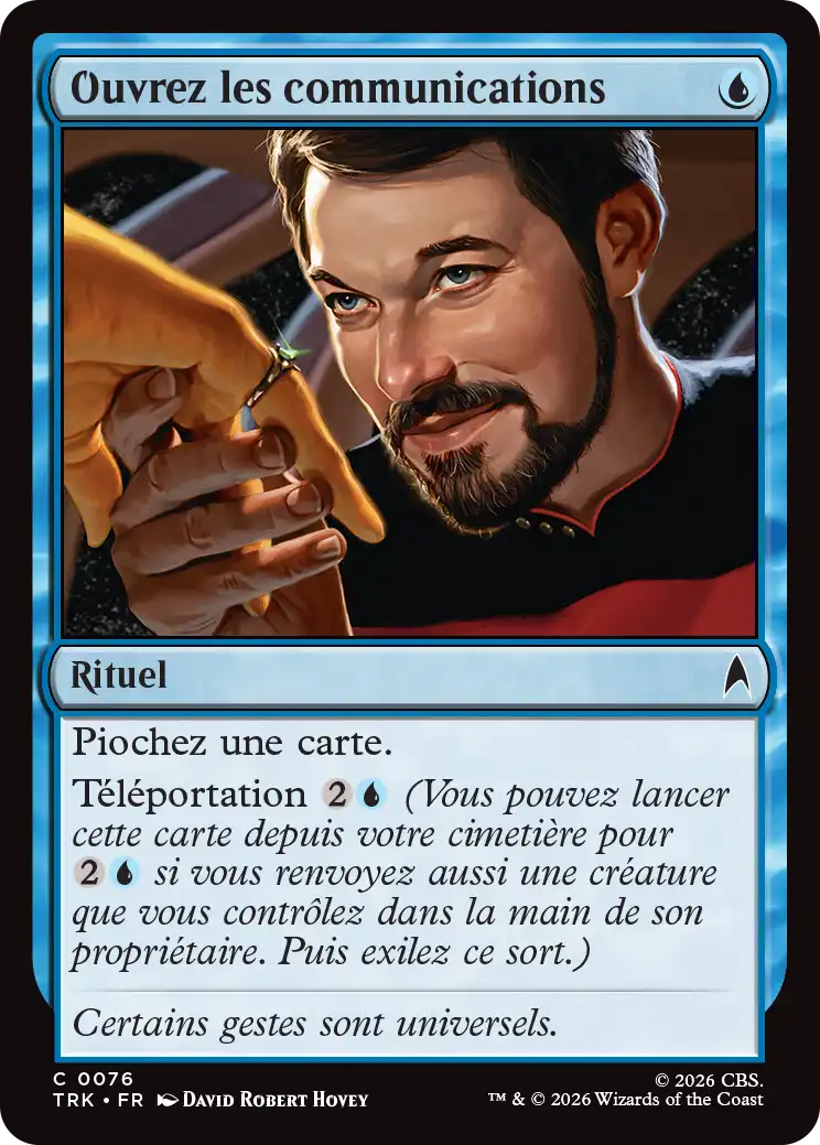 Ouvrez les communications — carte française officielle Star Trek TRK 076